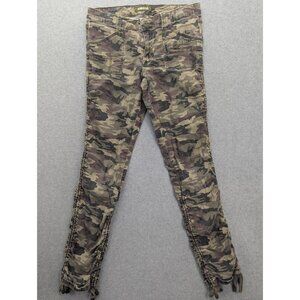 Zana Di Skinny Jeans Juniors 11 Green Medium Wash Low Rise Camo Ruched Stretch